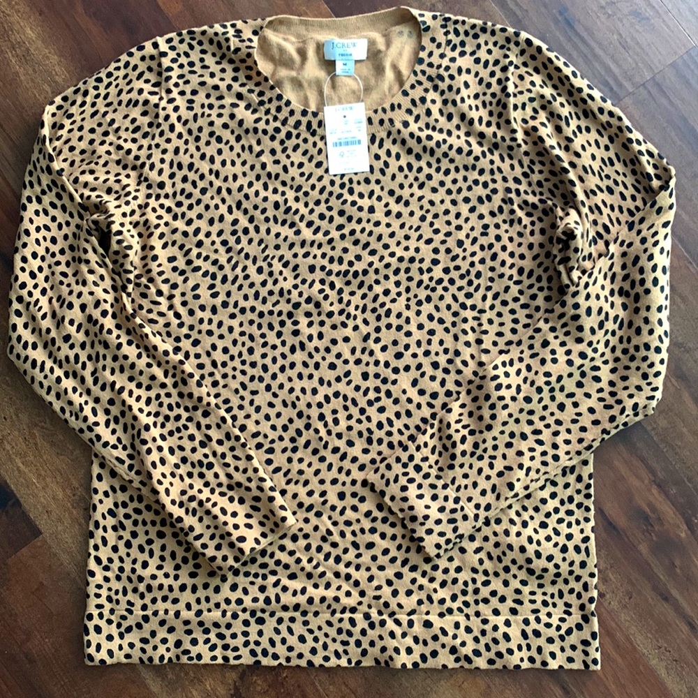 New women’s cheetah print J.Crew Teddy sweater size medium